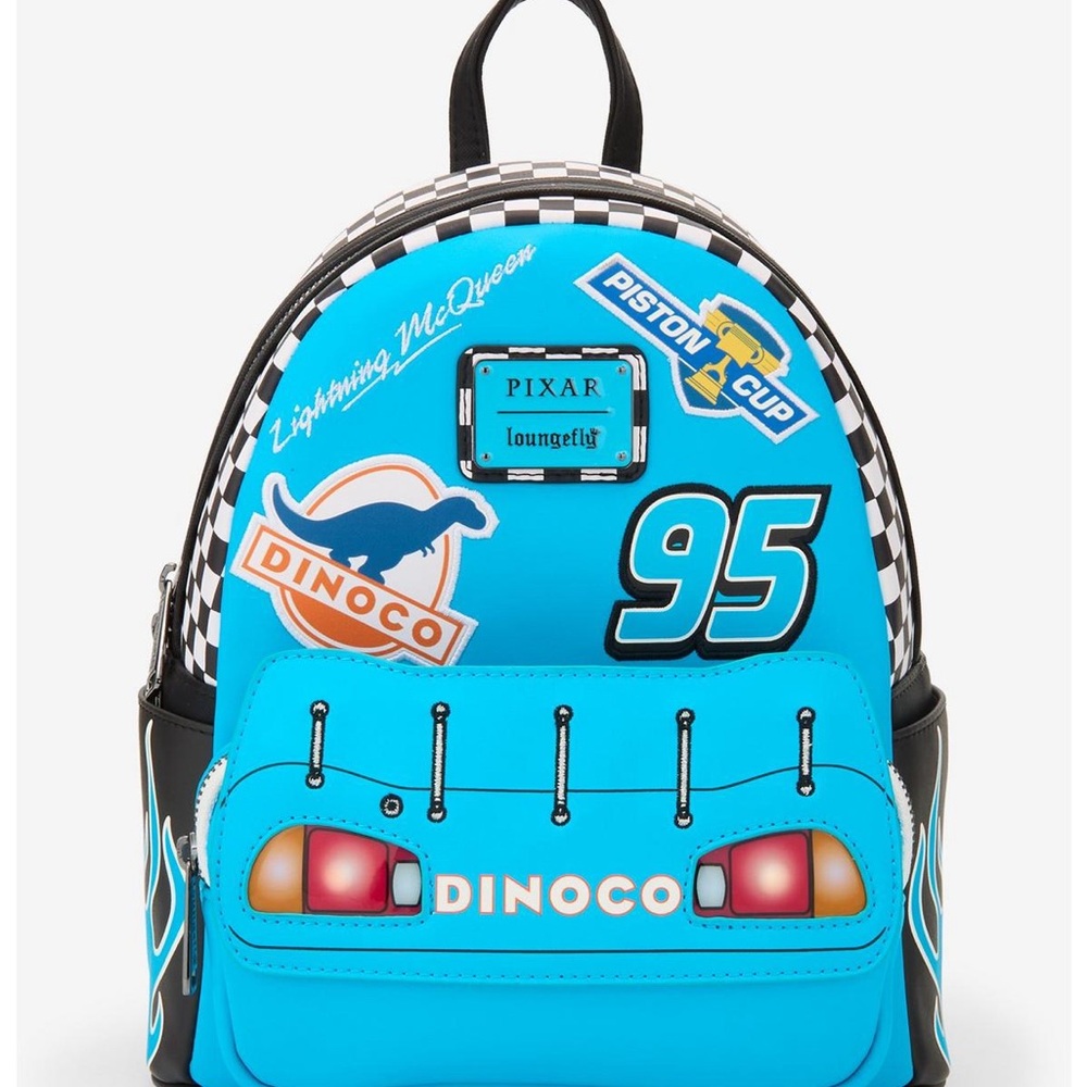 Loungefly Disney Pixar Cars Lightning McQueen Dinoco Light-Up Mini Backpack